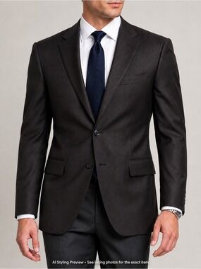 Pronto Uomo Super 120’s Wool Sport Coat Blazer 36R Brown Pinstripe Suit Jacket